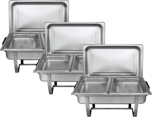 Miniatura 7 de TigerChef - Calentador de alimentos – Platos de acero inoxidable – Juego de bufé de platos de roce – Juegos de calentador de bufé y calentador