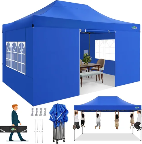 Miniatura 7 de COBIZI Tienda de campaña desplegable de 6.6 x 6.6 pies, toldo resistente, fácil de instalar, impermeable, para exteriores, fiestas, playa, jardín