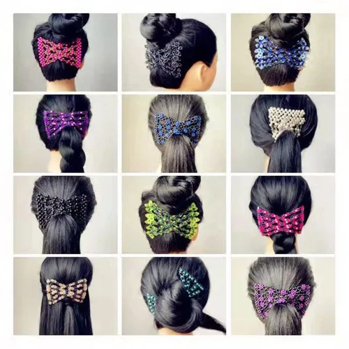 Miniatura 3 de LOVEF Peines de pelo fáciles mágicos de color dulce exquisitos con cuentas de perlas, pinzas para el cabello, peines laterales elásticos, peines