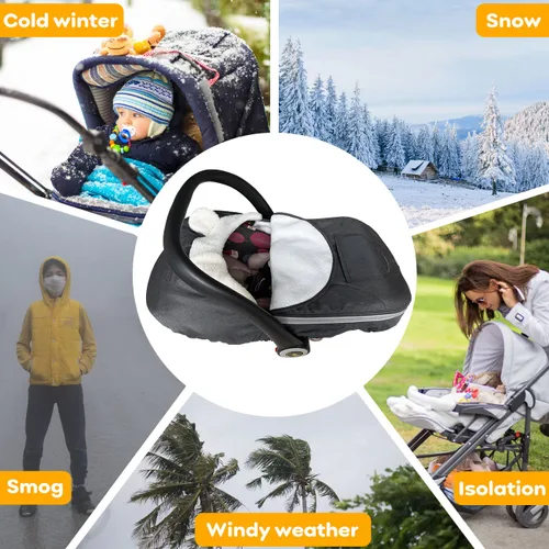 Miniatura 6 de Funda para asiento de automóvil, funda de asiento de automóvil para bebé, cubierta universal para asiento de automóvil para invierno, otoño, Negro