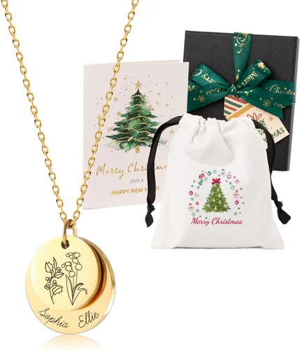 Miniatura 10 de Gifts for Women – Personalized Necklace with Birth Flower & Name Christmas Jewelry Gift for Mom, Wife, Daughter, Sister, Best Friend，Girls