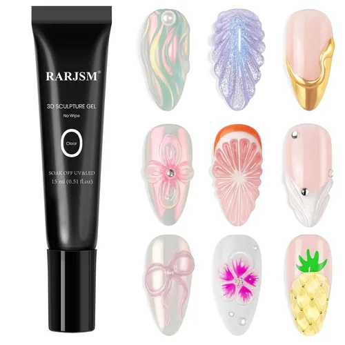 RARJSM Gel de escultura 3D para diseños de arte de uñas, DIY Nail Charms Pegamento de diamantes de imitación 3D Nail Craving GelPolish Pintura