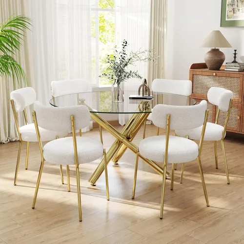 Miniatura 52 de Juego de mesa de comedor redonda de cristal negro para 2, juego de mesa de cocina pequeña y moderna de 36 pulgadas con 2 sillas de comedor tapizadas