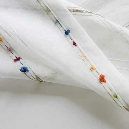 Pureaqu - Cortinas europeas bordadas con diseño floral para sala de estar, con bolsillos, cortina de gasa de lujo, cortina de tul transparente para