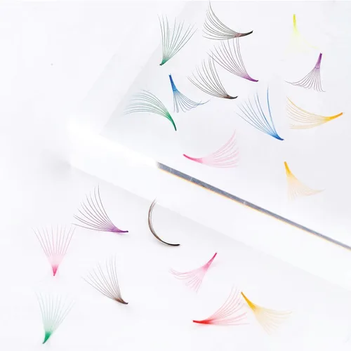 Miniatura 3 de 501 extensiones de pestañas de colores mixtos extensiones de pestañas de volumen prefabricadas extensión de pestañas de colores pestañas