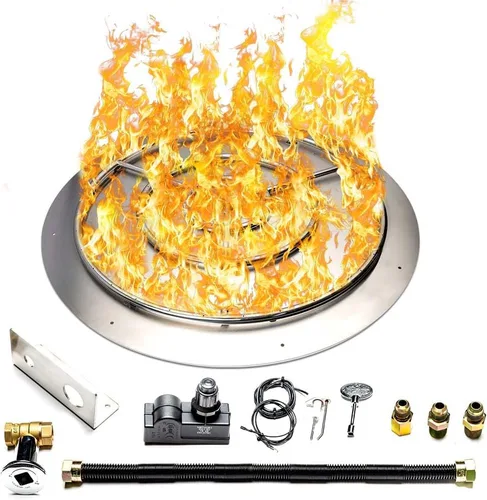 Miniatura 20 de Kit de quemador de acero inoxidable y anillo Pro con encendido por chispa para fogatas de gas natural, sartén de 36 pulgadas, anillo de quemador