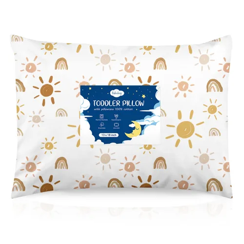 Miniatura 11 de Babebay Paquete de 2 almohadas para niños pequeños, almohadas de algodón de 13 x 18 pulgadas para dormir, lavables a máquina con funda de almohada