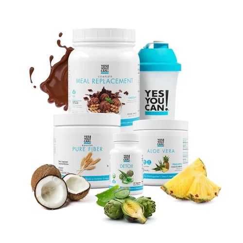 Yes You Can! Kit Detox Plus, Sustituto de Comida de Fibra Pura para Limpieza Diaria, Mezcla para Bebida, Potenciador de Batido y Suplemento, Kit de