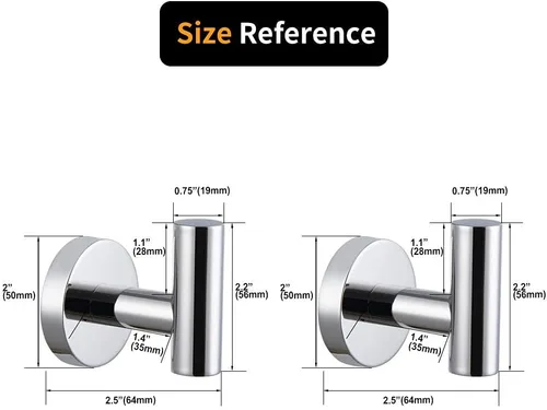 Miniatura 6 de kimzcn Ganchos de acero inoxidable pulido para toallas, ropa de baño, garaje, hotel, armario, armario, esponjas, gancho para bata, montaje en pared