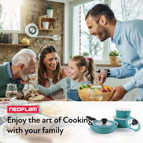 Miniatura 4 de Neoflam Midas cerámica antiadherente utensilios de cocina set con mango extraíble, Midas Plus 9pc, Verde esmeralda