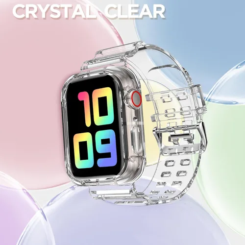 Miniatura 4 de DABAOZA - Correa compatible con Apple Watch de 49 mm, 46 mm, 45 mm, 44 mm, 42 mm, 41 mm, 40 mm, 38 mm, con protector, correa de TPU brillante