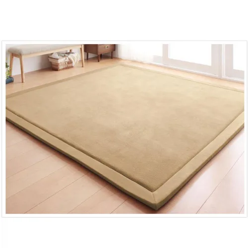 Miniatura 12 de Loartee Alfombras de Terciopelo Coral para Gatear (4'11"x4'11", Beige) para Área de Juego de Niños Pequeños Alfombras Tapete de Yoga Almohadillas