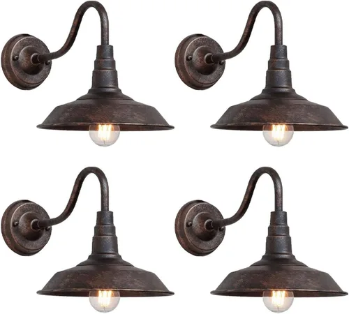 Miniatura 10 de Lámpara de pared para exteriores, faroles de pared de cuello de cisne de hierro de 9.8 pulgadas, luces retro E26, iluminación de pared
