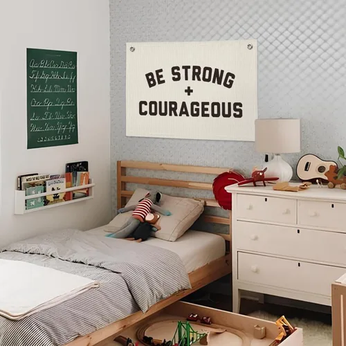 Miniatura 4 de Bandera de "Be Strong And Courageous", decoración de pared cristiana inspiradora, bandera colgante motivacional con versículo bíblico