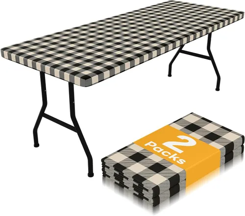 Miniatura 29 de Smiry Mantel de Mesa de Picnic Paquete de 2, Manteles Ajustables Elásticos Impermeables para Mesas Rectangulares de 18 x 72 pulgadas, Mantel