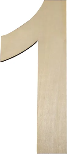 HILAZA Tablero grande de madera de 12 pulgadas de grosor con número 1, 1/4 de pulgada de grosor, sin terminar, tablero de madera en blanco para