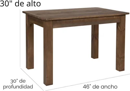Miniatura 6 de Merrick Lane Jessamine - Mesa de comedor rectangular de 46 x 30 pulgadas de pino macizo