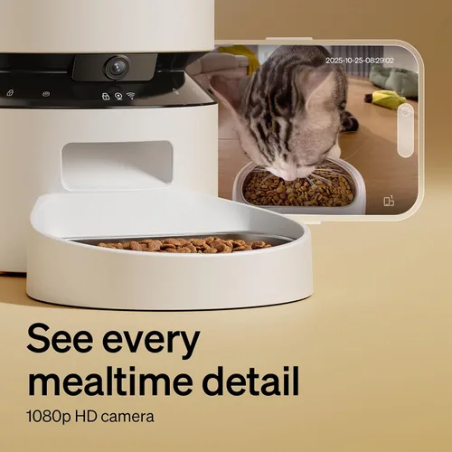 Miniatura 3 de PETLIBRO Comedero automático para gatos con cámara, video HD 1080P con visión nocturna, alimentador WiFi 5G para mascotas con audio de 2 vías, Blanco