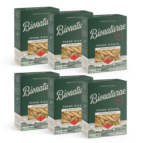 Miniatura 13 de Bionaturae Penne Rigate - Fideos de pasta de trigo integral, certificado Kosher, alto contenido de proteínas, verificado sin OMG, certificado USDA