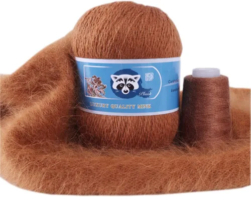 Miniatura 13 de 3 bolas de lana de cachemira de visón, pelo de lujo, pelo largo, de felpa larga, para tejer a mano, ganchillo, proyecto de bricolaje, 5.29 oz (beige)