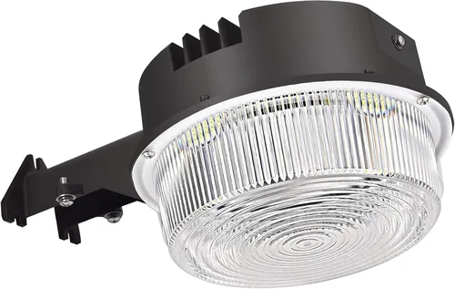Luz LED de granero, luz de patio al aire libre del atardecer al amanecer con fotocélula, ultra brillante 5000K luz diurna 7500lm, reemplazo de 500W