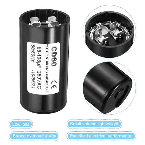 Miniatura 4 de PATIKIL Condensador de arranque del motor, 88-108uF/Mfd 250VAC 50/60Hz CD60 Condensador de arranque del motor para motor eléctrico comienza a