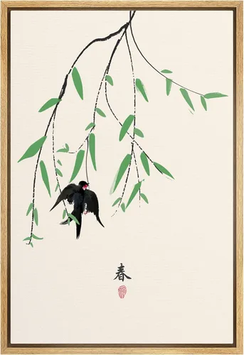 Miniatura 17 de NWT Impresión en lienzo enmarcado para pared, acuarela, grullas, pájaros volando, naturaleza salvaje, ilustraciones de arte moderno decorativo