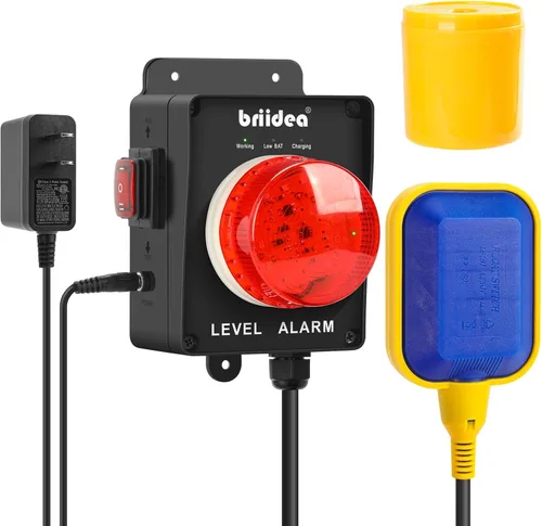 Miniatura 8 de briidea - Alarma de bomba de sumidero, alarma de tanque séptico de alta agua para interiores y exteriores con alarma fuerte de 110 dB e indicador