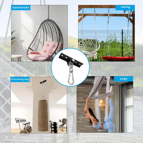 Miniatura 4 de Gancho para colgar columpios de alta resistencia, ganchos de columpio para perchas de hormigón de madera, colgador giratorio de 360°, ganchos