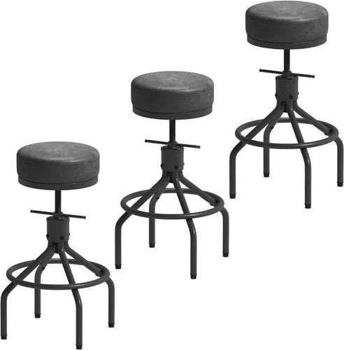 Miniatura 20 de Taburetes de bar giratorios ajustables, modernos de piel sintética de 28 pulgadas, redondo, sin espalda, altura de mostrador, silla de bar