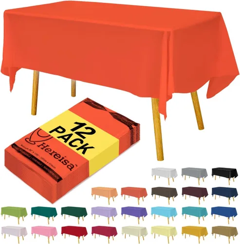 Miniatura 12 de Paquete de 3 manteles de plástico desechables de 54 x 108 pulgadas, manteles de color blanco hueso, manteles de fiesta nupcial para fiestas