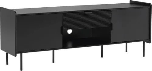 Furniture of America Marcelline - Mueble moderno de TV de 60 pulgadas con estantes y cajón, centro de entretenimiento para televisión de 60 Negro