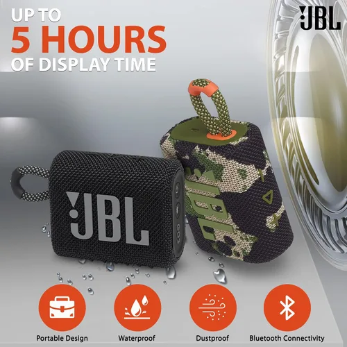 Miniatura 4 de Bocina JBL Go 3 portátil Bluetooth inalámbrica, batería incorporada impermeable IP67 y a prueba de polvo - Squad - La solución integral de tela