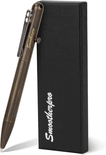 Miniatura 8 de SMOOTHERPRO - Bolígrafo de acción de perno de latón macizo compatible con recarga Parker, clip de acero inoxidable de bolsillo, para temblor