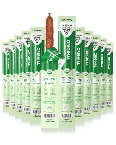 Miniatura 13 de Mission Meats - Palitos de carne orgánica alimentados con pasto y criados en pastos, cero azúcar, sin OMG, bocadillos orgánicos saludables, palitos