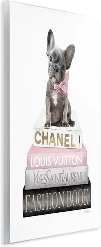 Miniatura 2 de Stupell Industries Amanda Greenwood "French Bulldog Pink Fashion Books", arte de placa de pared, 10 x 15 pulgadas, fácil de colgar y resistente