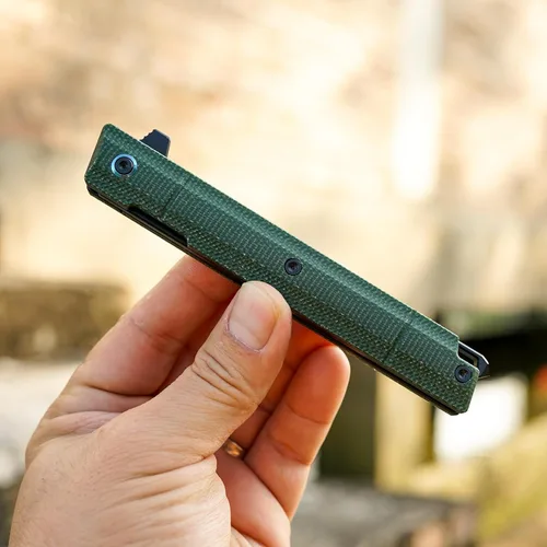 Miniatura 8 de Cuchillo plegable de bolsillo Flipper, hoja de acero DC53 y mango G10. Con clip de bolsillo y rompevidrios, cuchillo de bolsillo para hombres, Verde