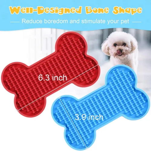 Miniatura 3 de Alfombrilla para lamer perros – Paquete de 2 alfombrillas para lamer mantequilla de maní, cuenco de alimentación lenta, tatuaje y reductor