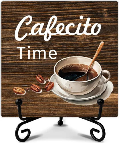 Cartel de barra de café, decoración de estación de café, regalo para mujeres amigas, decoraciones de escritorio para oficina en casa, estante de