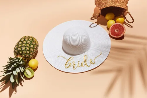 Miniatura 2 de Sombrero de paja bordado para mujer, regalo de despedida de soltera, luna de miel