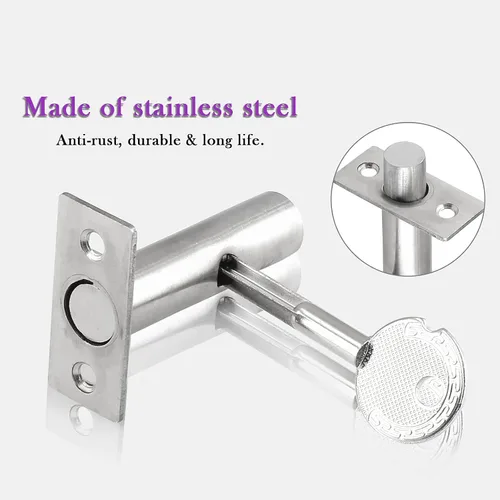 Miniatura 3 de Cerradura de mortaja de acero inoxidable con llave y tornillo para puerta de 3.14 pulgadas de longitud