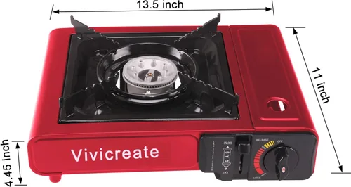 Miniatura 2 de Vivicreate Estufa de gas butano portátil de 8500 BTU para acampar, cocinar al aire libre, quemador portátil ligero con encendido automático, estufa