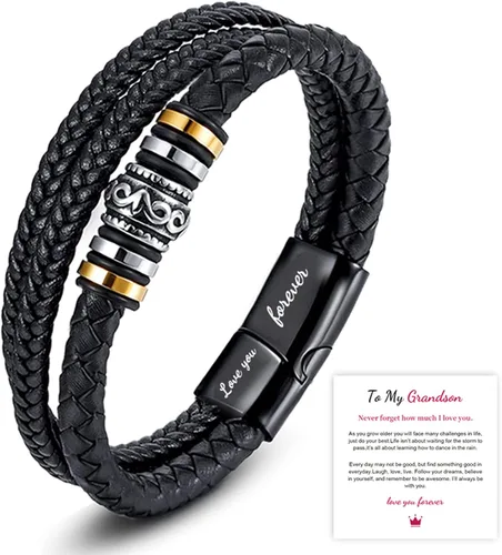 Pulsera de cuero trenzado con texto en inglés To My Son "I Will Always Be with You', pulsera de cuero trenzado para hombre, hecha a mano, regalo