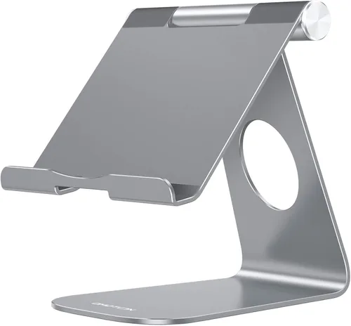 Miniatura 11 de Estación de carga, soporte de escritorio multiángulo, marca Omoton, de aluminio, base de montaje de succión adhesiva, compatible con todos los Negro