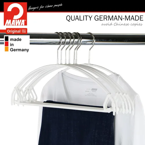 Miniatura 6 de Mawa by Reston Lloyd Euro Ultra Light/Thin Series, Percha antideslizante que ahorra espacio con barra y gancho para pantalones y faldas