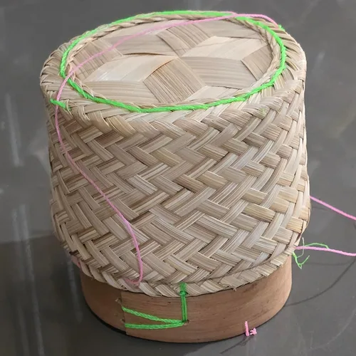 Miniatura 8 de Cesta de arroz pegajosa Contenedor pequeño Kratip Tazón para servir tailandés Arroz de bambú Tailandés Laos Tejido Tradicional Wickerwork Servir