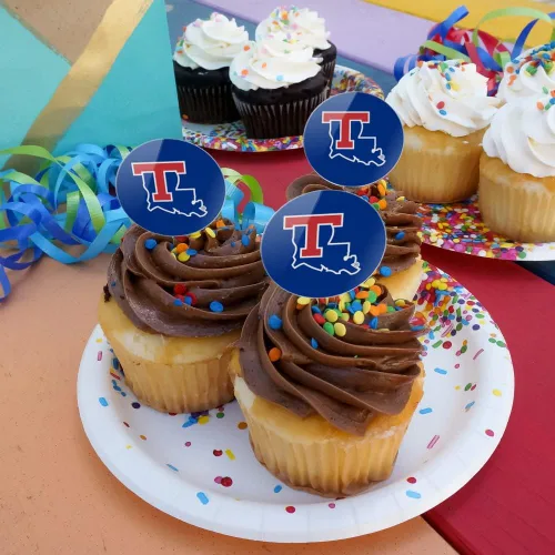 Miniatura 4 de GRAPHICS & MORE Louisiana Tech University Bulldogs Logo Cupcake Picks Toppers Decoración Set de 6