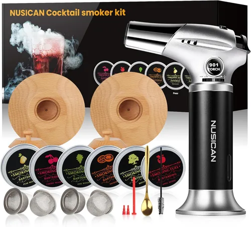 Miniatura 8 de Kit de ahumador de cócteles con antorcha, virutas de madera de 6 sabores para whisky y bourbon, kit de ahumador Old Fashioned para cóctel infundido