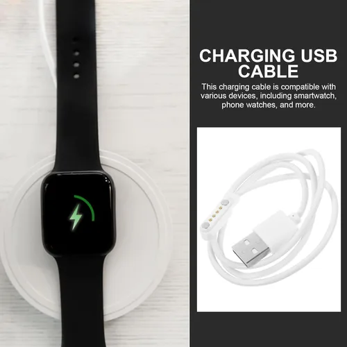 Miniatura 4 de Toddmomy Cable de carga magnético para reloj inteligente de 4 pines, cable de carga USB para relojes de teléfono, compatible con bandas inteligentes