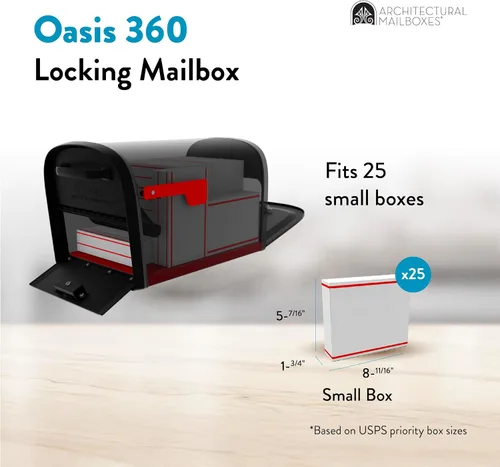Miniatura 3 de Architectural Mailboxes 6300B-10 Oasis 360 Buzón de paquete con bloqueo, extragrande, negro, 6300B-10 Galvanized steel build with a secure steel